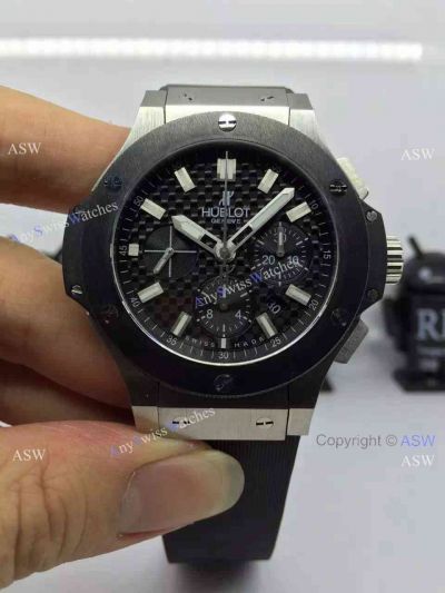 Swiss Replica Hublot Big Bang Watch Chronograph Black Rubber